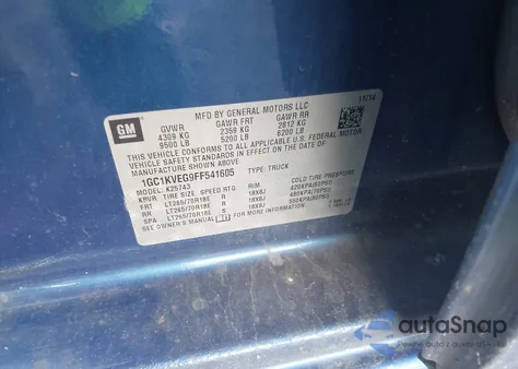 2015 Chevrolet Silverado 2500Hd Lt from USA, damaged, VIN 1GC1KVEG9FF541605